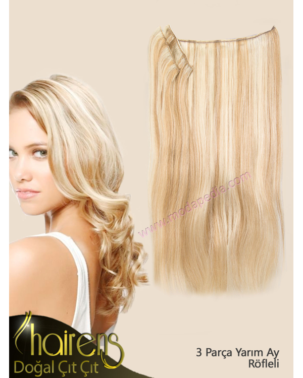 Röfleli Sarı Yarım Ay Çıt Çıt Saç