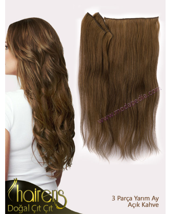 Açık Kahve Doğal Yarım Ay Çıt Çıt Saç