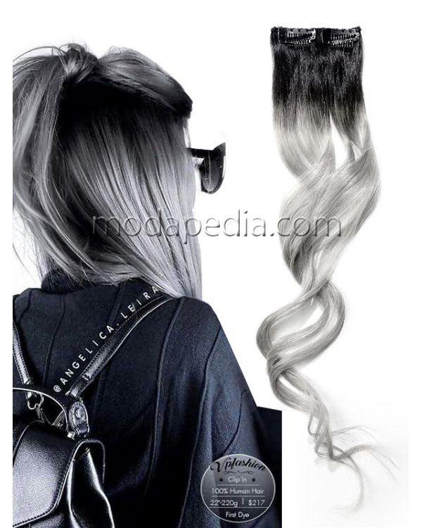 2 Tokalı Ombre Gri Çıt Çıt Saç