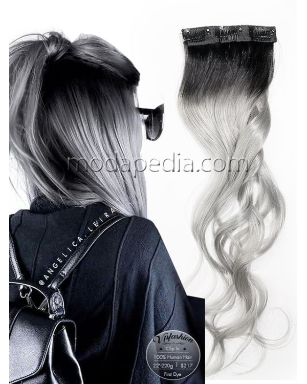 Ombre Gri Çıt Çıt Saç 3 Tokalı